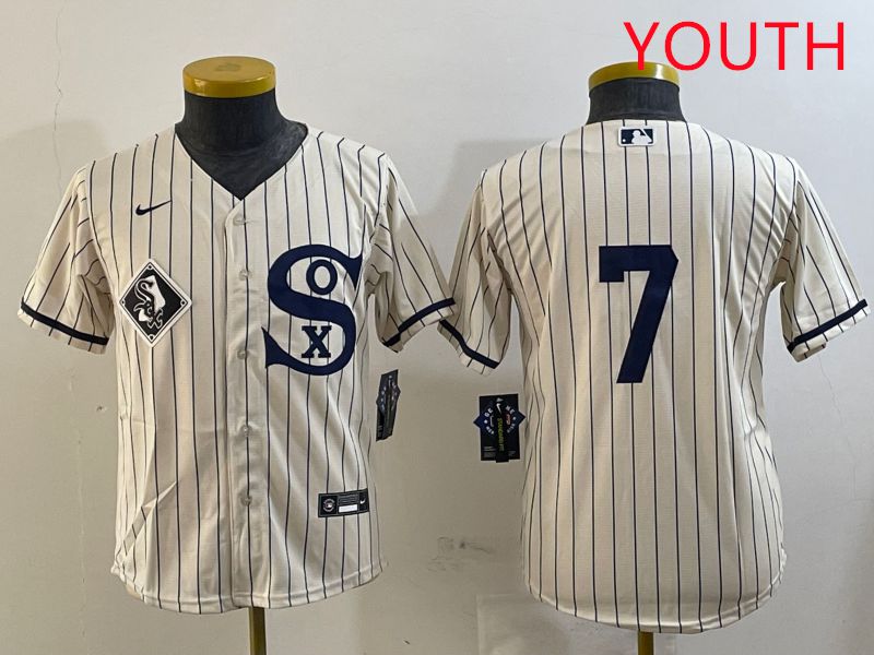Youth Chicago White Sox #7 No Name Cream Stripe Dream Edition Game 2025 Nike MLB Jersey style 6
